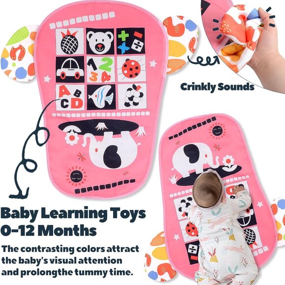 NEW! Baby Play Gym for 0-6 Months, High Contrast Tummy Time Mat - Picture 3 of 5